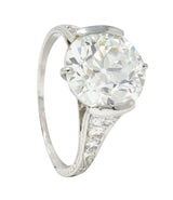 Art Deco 5.37 CTW Old European Diamond Platinum Engagement Ring GIA Wilson's Estate Jewelry