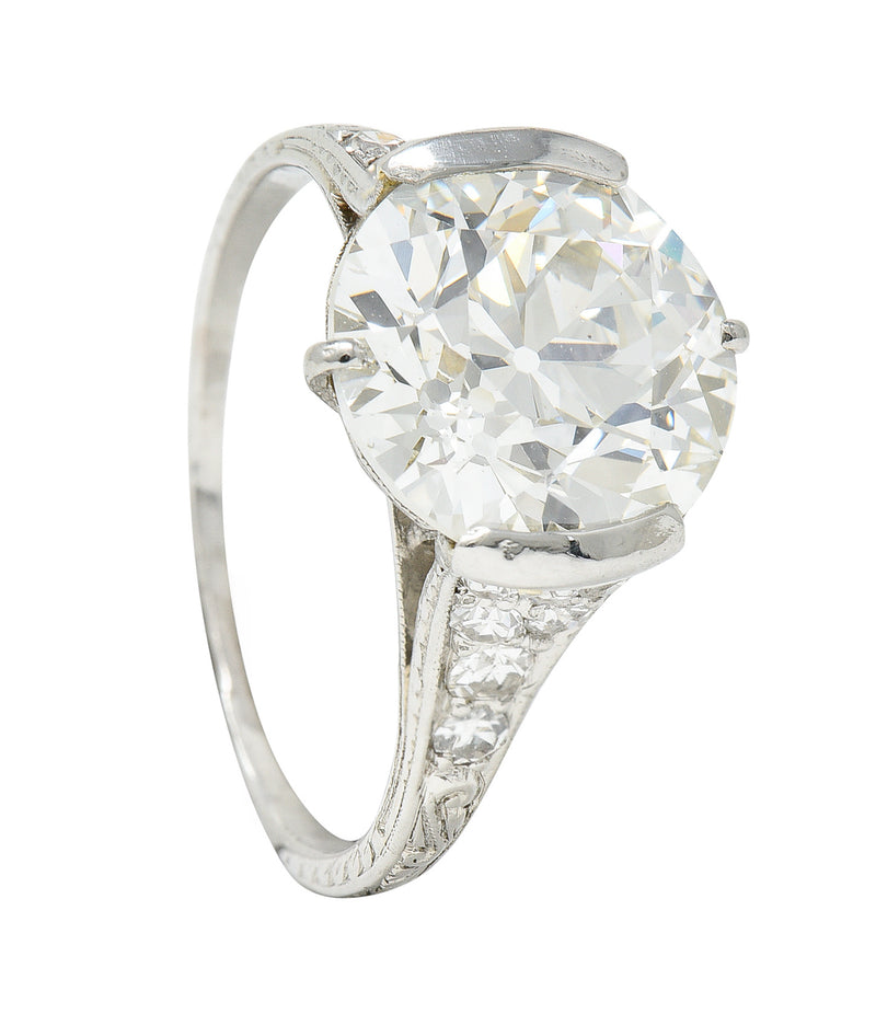 Art Deco 5.37 CTW Old European Diamond Platinum Engagement Ring GIA Wilson's Estate Jewelry
