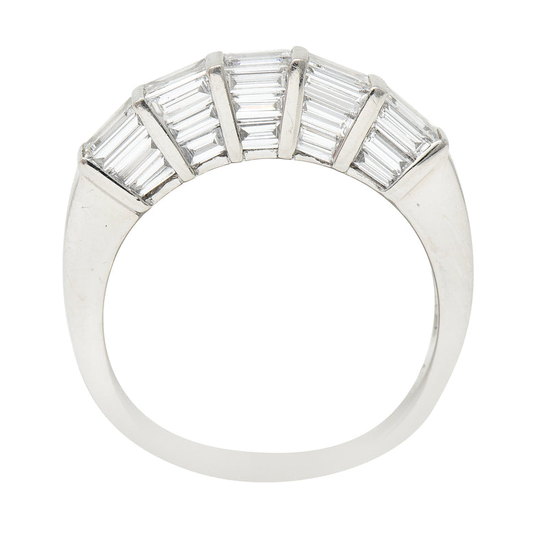 Mid-Century 2.00 CTW Baguette Cut Diamond Platinum Vintage Band Ring Wilson's Estate Jewelry
