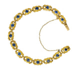 Sloan & Co. 4.50 CTW Sapphire 14 Karat Gold Link Braceletbracelet - Wilson's Estate Jewelry