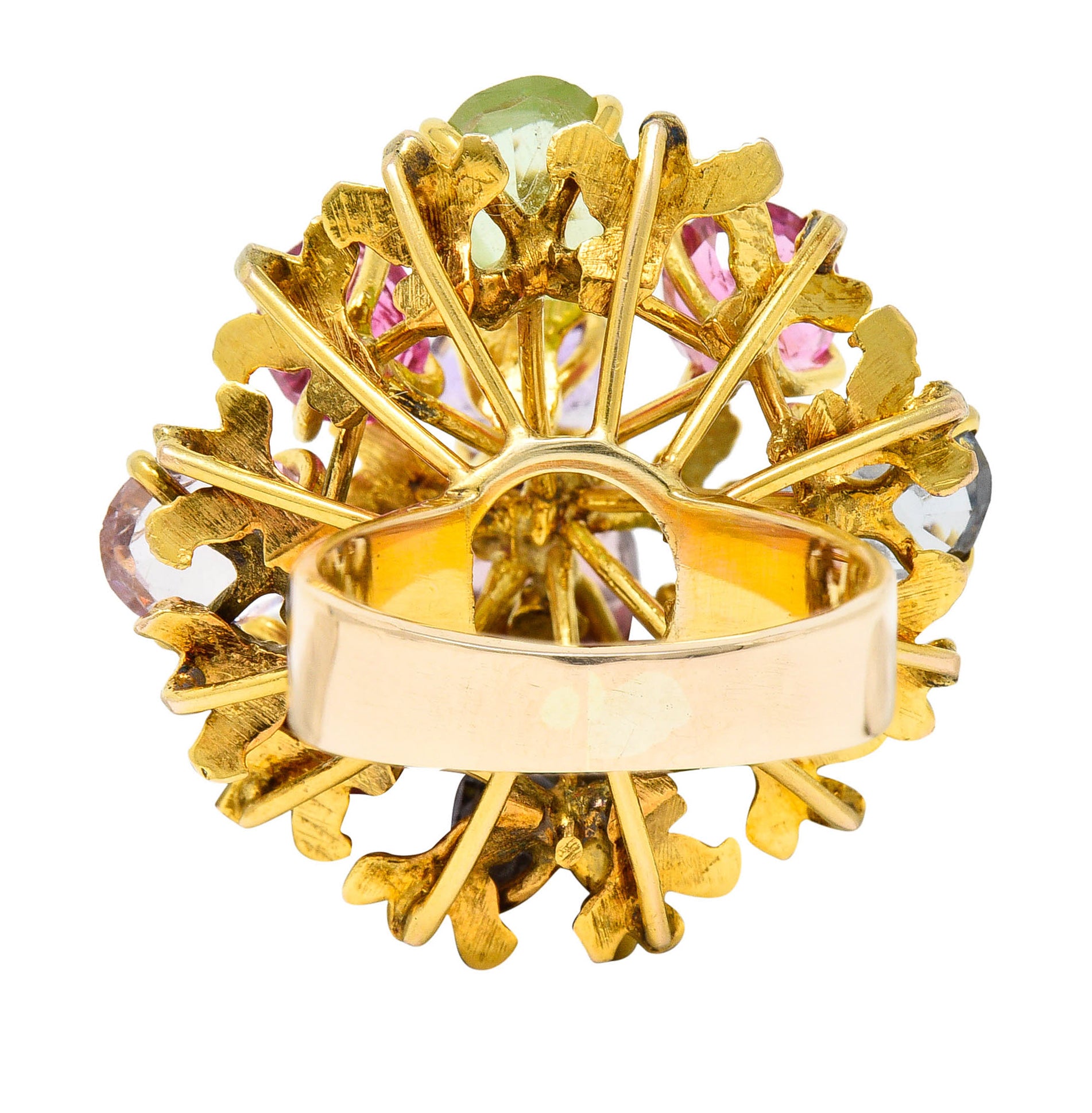 1970's Multi-Gem Spinel Peridot 14 Karat Gold Branching Cluster RingRing - Wilson's Estate Jewelry