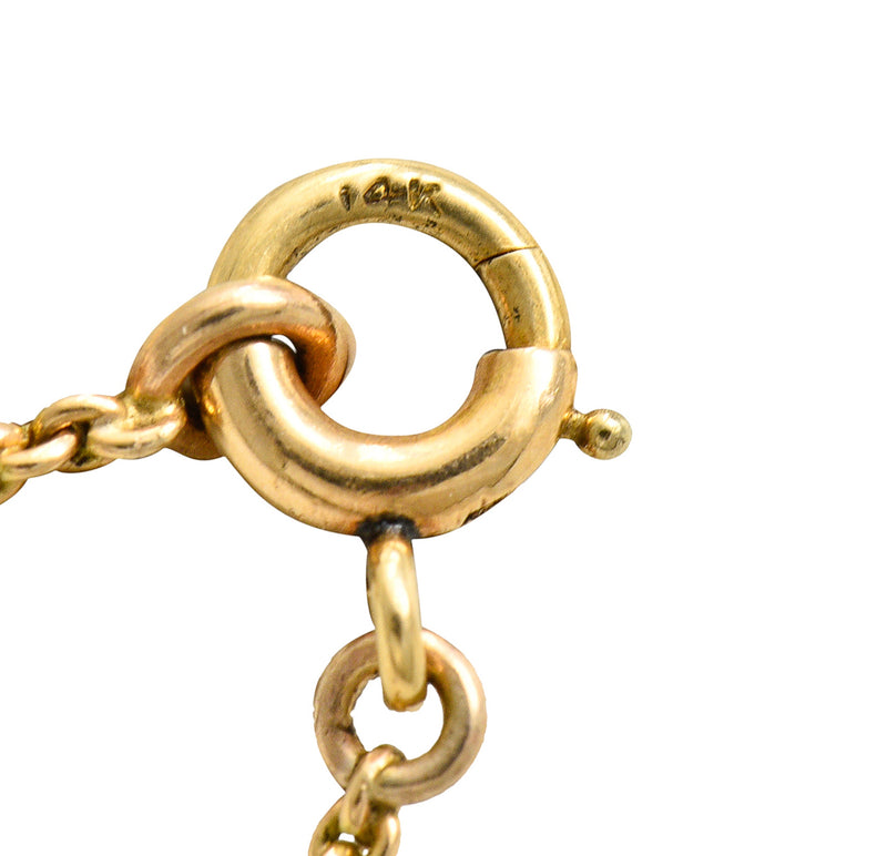 Art Nouveau 14 Karat Gold Amethyst Diamond Pearl Foliate Drop Pendant NecklaceNecklace - Wilson's Estate Jewelry
