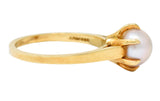 1905 Art Nouveau Natural Freshwater Button Pearl 14 Karat Gold Ring GIARing - Wilson's Estate Jewelry
