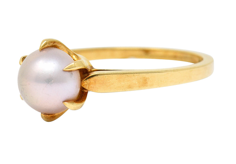 1905 Art Nouveau Natural Freshwater Button Pearl 14 Karat Gold Ring GIARing - Wilson's Estate Jewelry