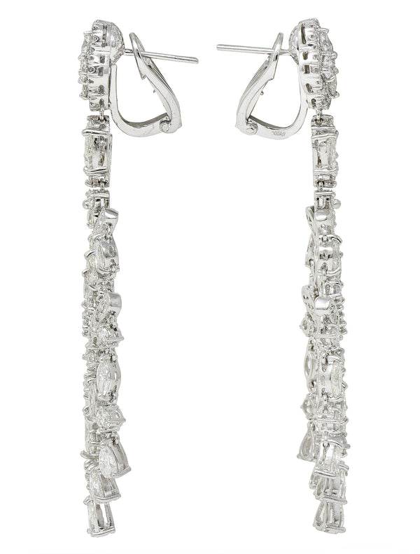 Contemporary 11.34 CTW Diamond Platinum Quatrefoil Fringe Chandelier Earrings