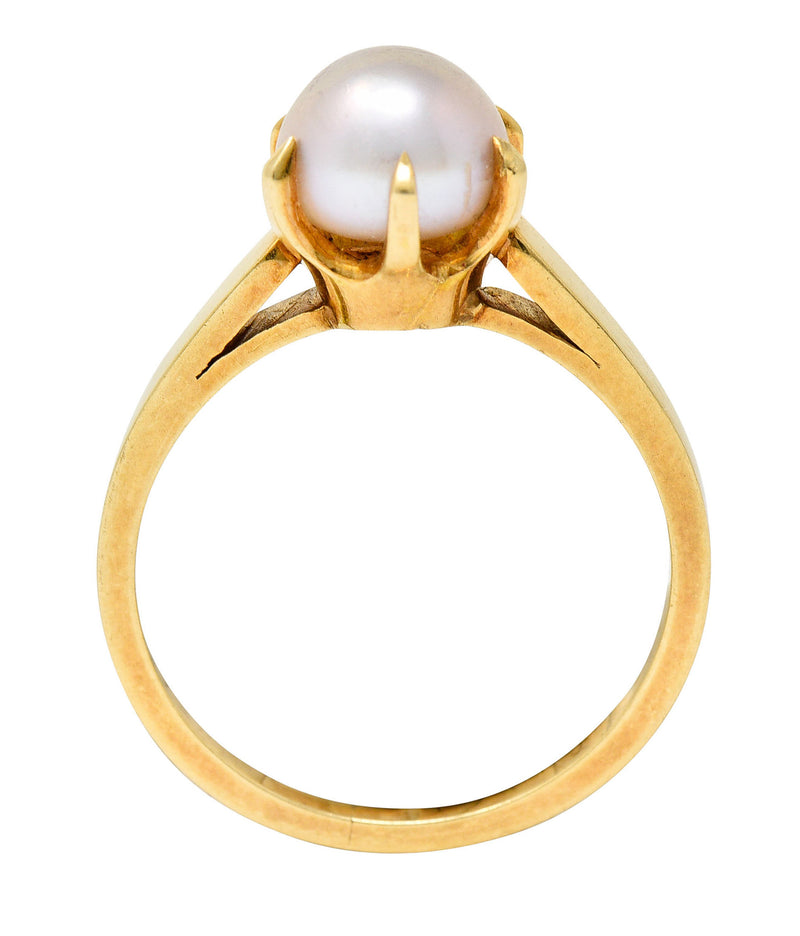 1905 Art Nouveau Natural Freshwater Button Pearl 14 Karat Gold Ring GIARing - Wilson's Estate Jewelry