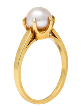 1905 Art Nouveau Natural Freshwater Button Pearl 14 Karat Gold Ring GIARing - Wilson's Estate Jewelry