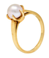 1905 Art Nouveau Natural Freshwater Button Pearl 14 Karat Gold Ring GIARing - Wilson's Estate Jewelry