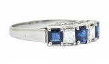 Contemporary 1.31 CTW Sapphire Diamond Platinum Five Stone Band RingRing - Wilson's Estate Jewelry
