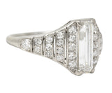 Cartier Art Deco 1.75 CTW Baguette Cut Diamond Platinum Tapered Vintage Alternative Ring Wilson's Estate Jewelry