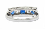 Contemporary 1.31 CTW Sapphire Diamond Platinum Five Stone Band RingRing - Wilson's Estate Jewelry