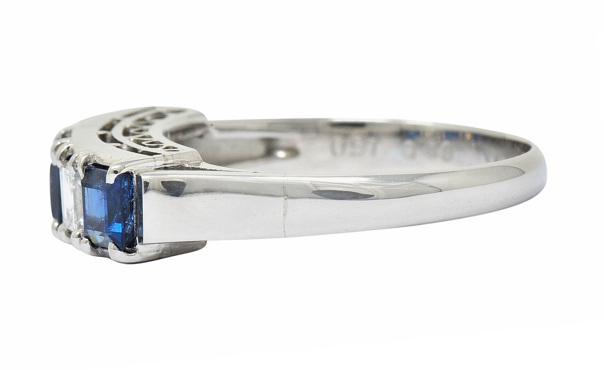 Contemporary 1.31 CTW Sapphire Diamond Platinum Five Stone Band RingRing - Wilson's Estate Jewelry