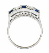 Contemporary 1.31 CTW Sapphire Diamond Platinum Five Stone Band RingRing - Wilson's Estate Jewelry