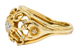 Arts and Crafts Diamond 18 Karat Gold Foliate Filigree Band RingRing - Wilson's Estate Jewelry