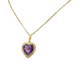 Victorian Amethyst Freshwater Natural Pearl 14 Karat Gold Heart Pendant NecklaceNecklace - Wilson's Estate Jewelry