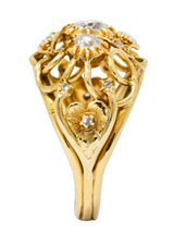 Arts and Crafts Diamond 18 Karat Gold Foliate Filigree Band RingRing - Wilson's Estate Jewelry