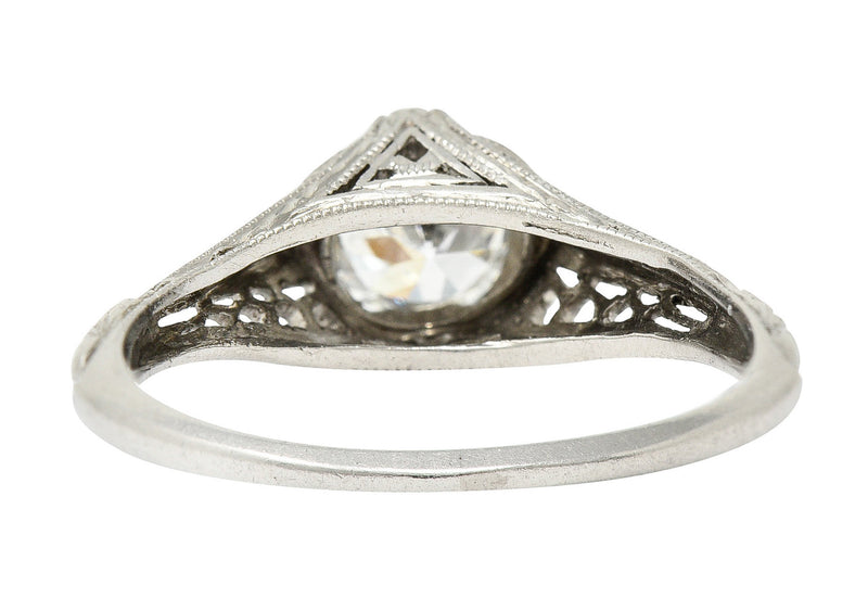 1915 Edwardian 0.63 CTW Diamond Platinum Filigree Engagement RingRing - Wilson's Estate Jewelry