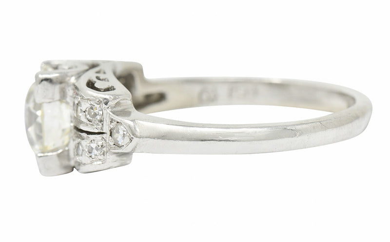 Art Deco 1.95 CTW Diamond Platinum Scrolled Shoulder Engagement Ring GIARing - Wilson's Estate Jewelry