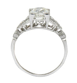 1950's Mid-Century 1.25 CTW Diamond Platinum Buckle Engagement Ring GIARing - Wilson's Estate Jewelry