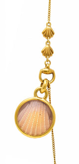 Gucci 2009 Enamel Sea Shell 18 Karat Yellow Gold Horsebit Necklace