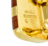 Angela Cummings Carnelian 18 Karat Gold Striped Ear-Clip EarringsEarrings - Wilson's Estate Jewelry