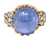Victorian No Heat Ceylon 18.80 CTW Sapphire Diamond 14 Karat Rose Gold Ring GIARing - Wilson's Estate Jewelry