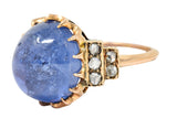 Victorian No Heat Ceylon 18.80 CTW Sapphire Diamond 14 Karat Rose Gold Ring GIARing - Wilson's Estate Jewelry