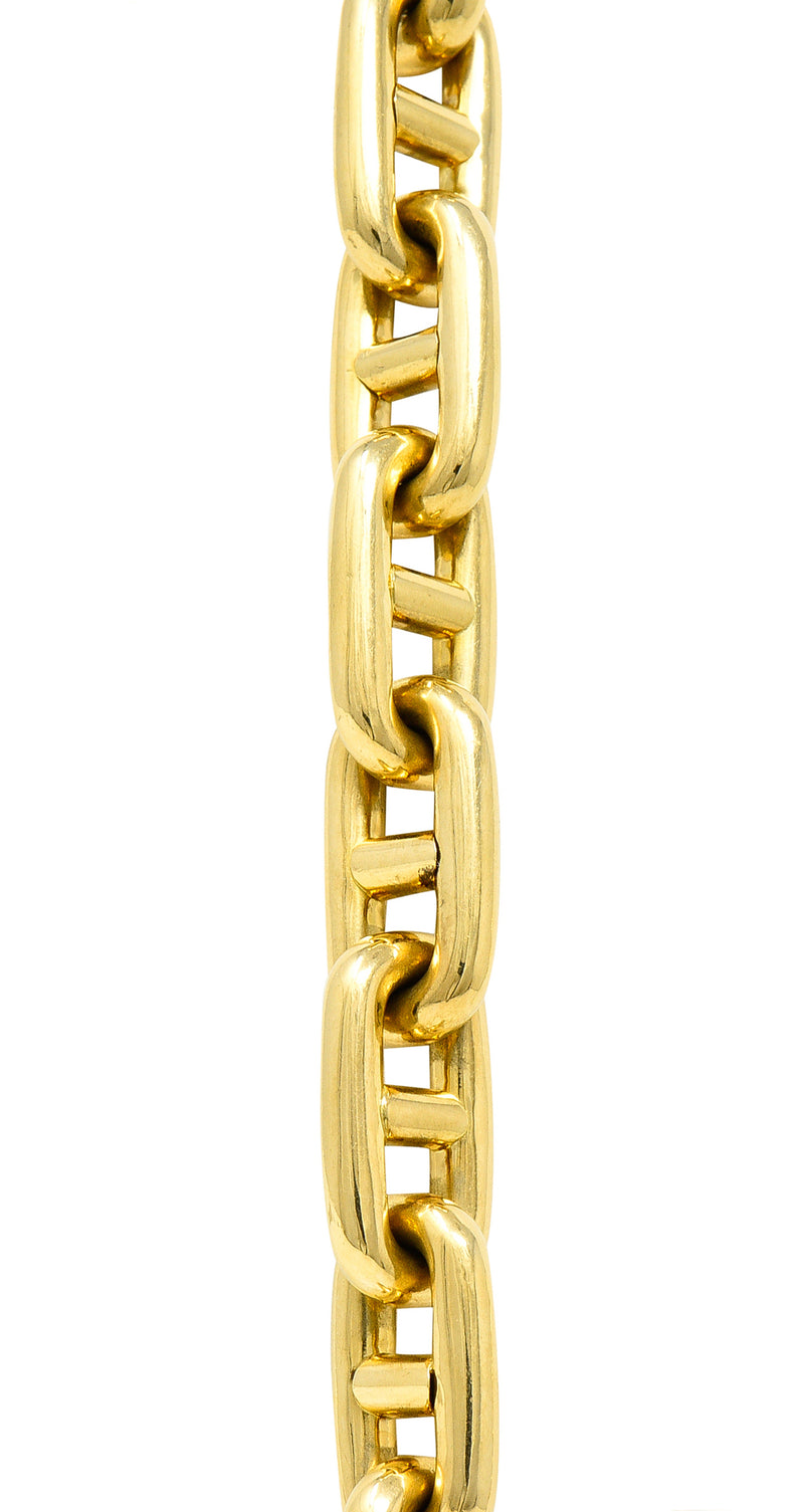 Substantial Vintage Bulgari 18 Karat Yellow Gold Italian Mariner Link Chain Necklace Wilson's Estate Jewelry