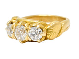 Tiffany & Co. Victorian 1.40 CTW Old European Cut Diamond 18 Karat Yellow Gold Snake Belcher Set Antique Three Stone Ring Wilson's Estate Jewelry