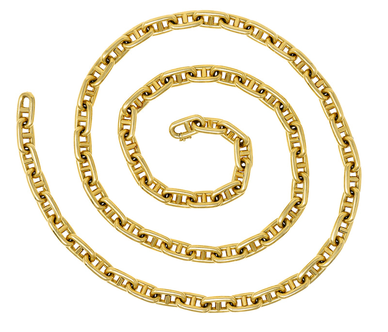 Substantial Vintage Bulgari 18 Karat Yellow Gold Italian Mariner Link Chain Necklace Wilson's Estate Jewelry