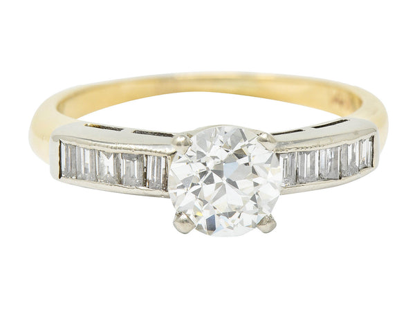 1940's Retro 1.29 CTW Diamond 14 Karat Two-Tone Engagement Ring GIARing - Wilson's Estate Jewelry