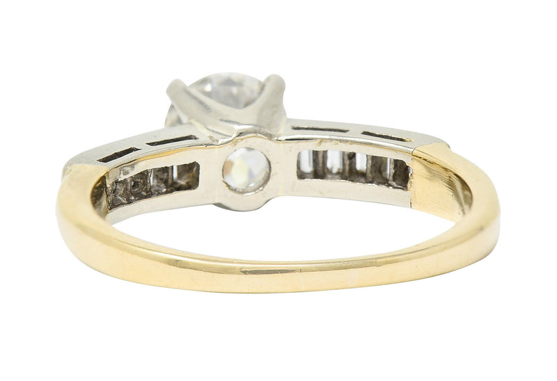 1940's Retro 1.29 CTW Diamond 14 Karat Two-Tone Engagement Ring GIARing - Wilson's Estate Jewelry