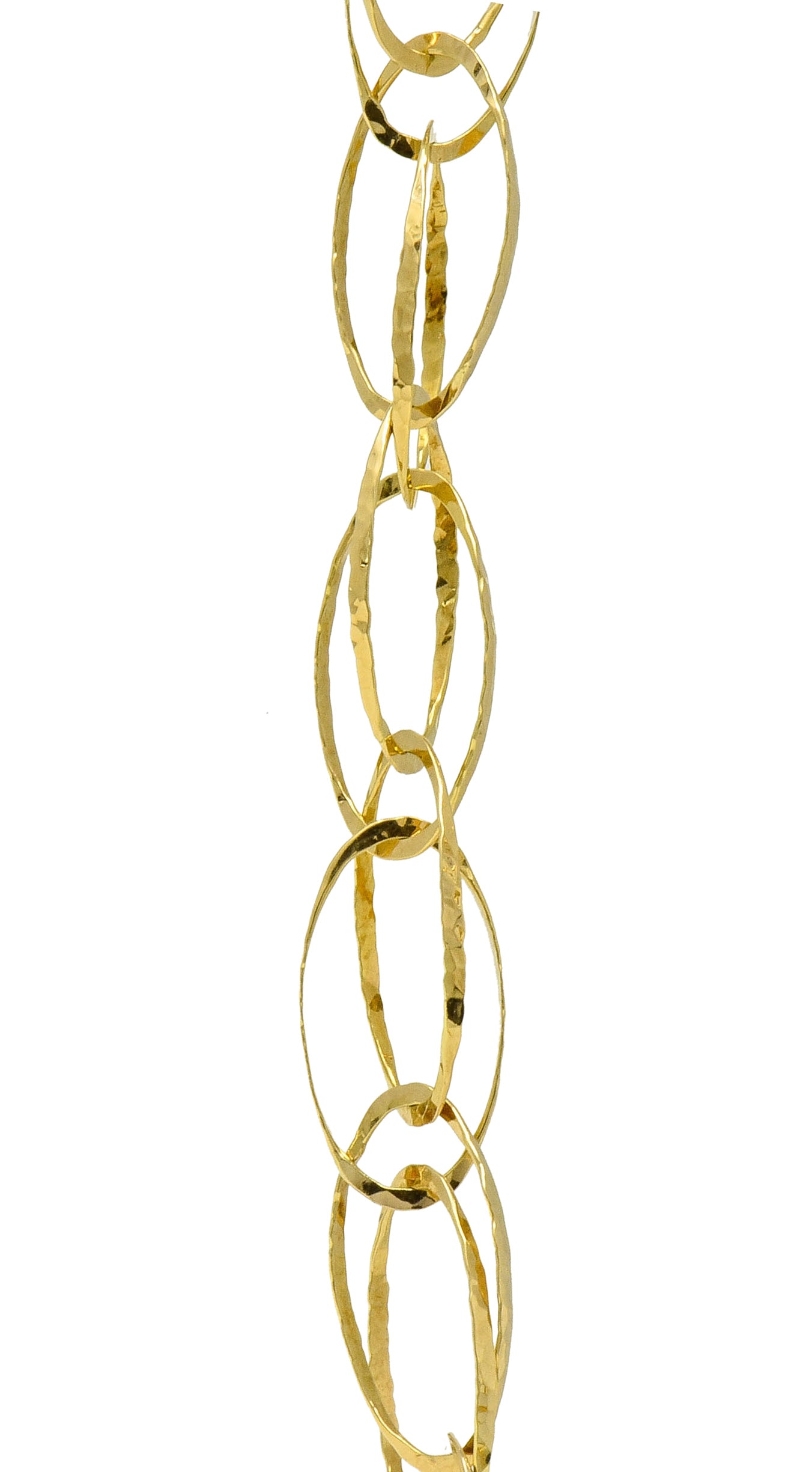Contemporary 18 Karat Gold Hammered Link Necklace - Wilson's Estate Jewelry