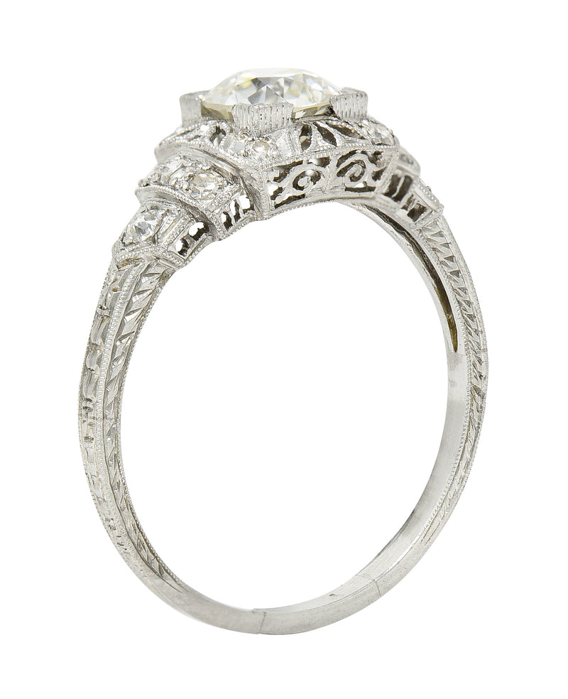 Art Deco 1.20 CTW Diamond Platinum Engagement Ring Wilson's Estate Jewelry