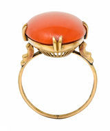 Victorian Coral Cabochon 18 Karat Gold Ring Circa 1900Ring - Wilson's Estate Jewelry