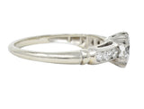 Abel Bros & Co. Retro 1.03 CTW Transitional Cut Diamond 18 Karat White Gold Square Form Notched Vintage Engagement Ring Wilson's Estate Jewelry