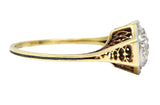 Edwardian 0.30 CTW Diamond Platinum-Topped 18 Karat Gold Octagonal Ring Wilson's Estate Jewelry