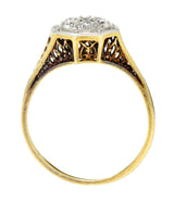 Edwardian 0.30 CTW Diamond Platinum-Topped 18 Karat Gold Octagonal Ring Wilson's Estate Jewelry