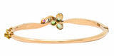Retro Russian Demantoid Garnet Ruby 14 Karat Gold Bangle Braceletbracelet - Wilson's Estate Jewelry