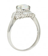 Contemporary Diamond Jelly Opal Platinum Swirl Bypass Cluster Ring Wilson's Estate Jewelry