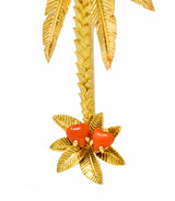 French Cartier Diamond Coral 18 Karat Gold Vintage Palm Tree BroochBrooch - Wilson's Estate Jewelry