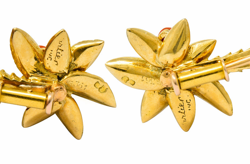French Cartier Diamond Coral 18 Karat Gold Vintage Palm Tree BroochBrooch - Wilson's Estate Jewelry