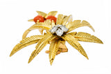 French Cartier Diamond Coral 18 Karat Gold Vintage Palm Tree BroochBrooch - Wilson's Estate Jewelry