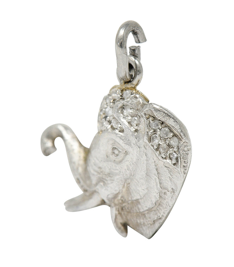 1920's Art Deco Pave Diamond Platinum Elephant Charmcharm - Wilson's Estate Jewelry