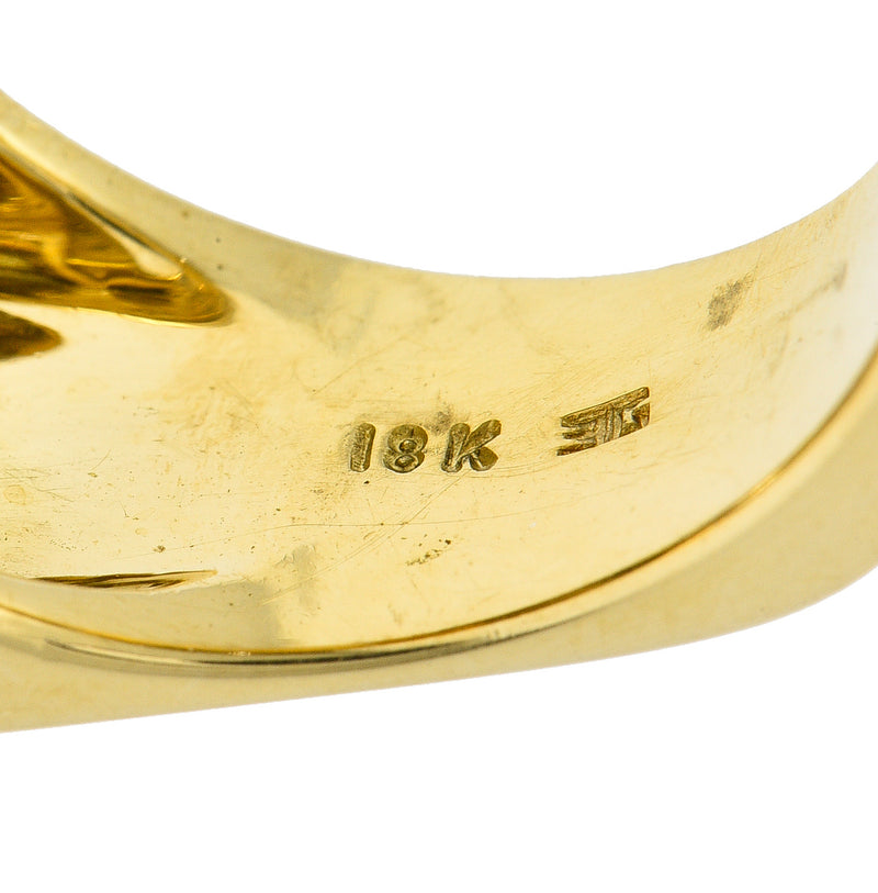 Modernist 2.84 CTW Fancy Diamond 18 Karat Two-Tone Gold Geometric Inlay Vintage Cluster Unisex Ring Wilson's Estate Jewelry