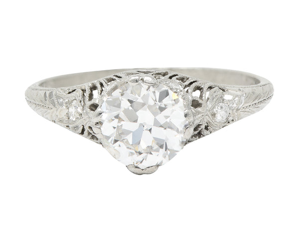 Art Deco 1.25 CTW Old European Diamond Platinum Festoon Antique Engagement Ring