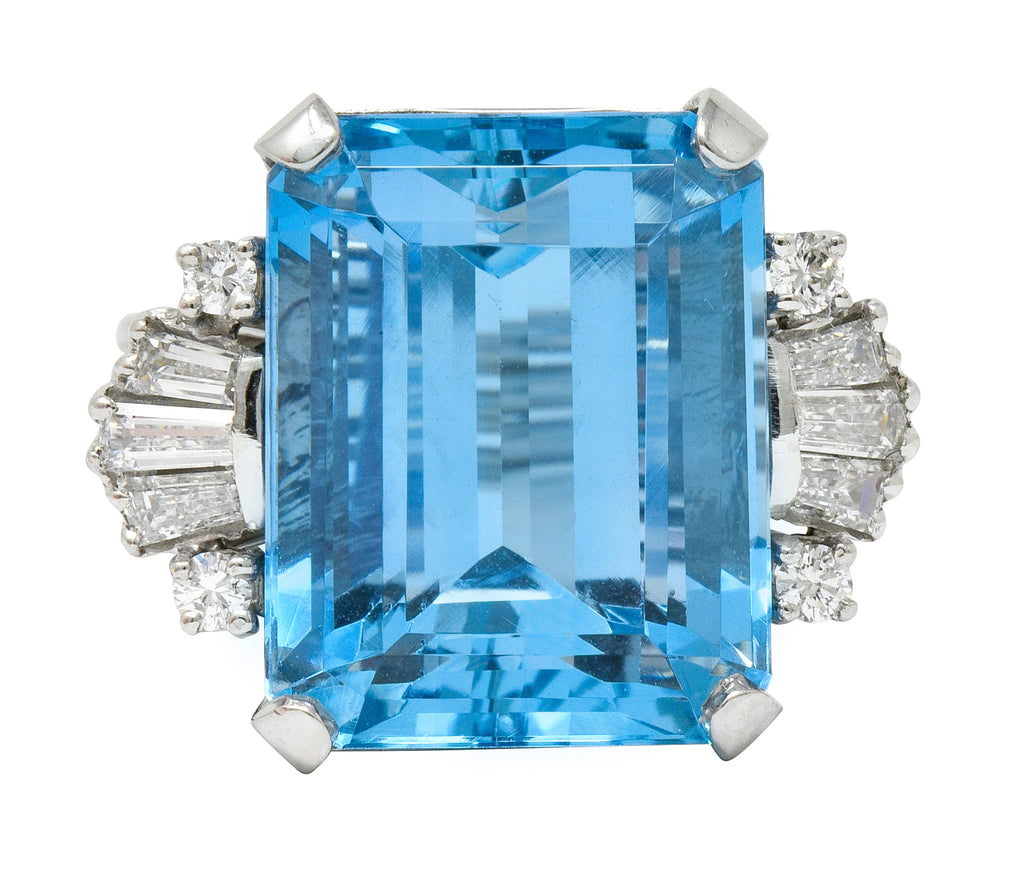 Infinity Diamond & Aquamarine Engagement Ring Set 18k White Gold 0.34ct -  U6560