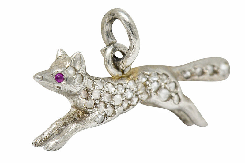 1920's Art Deco Pave Diamond Platinum Fox Charmcharm - Wilson's Estate Jewelry