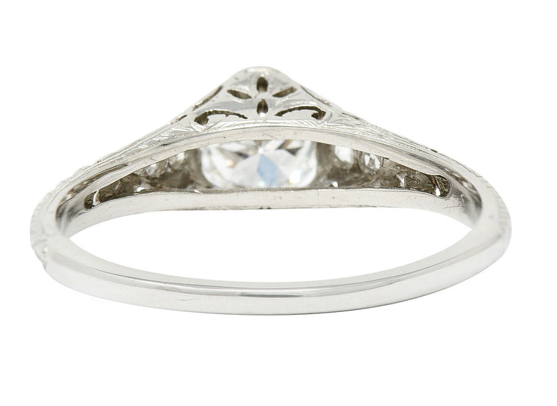 Edwardian 0.70 CTW Diamond Platinum Foliate Engagement RingRing - Wilson's Estate Jewelry