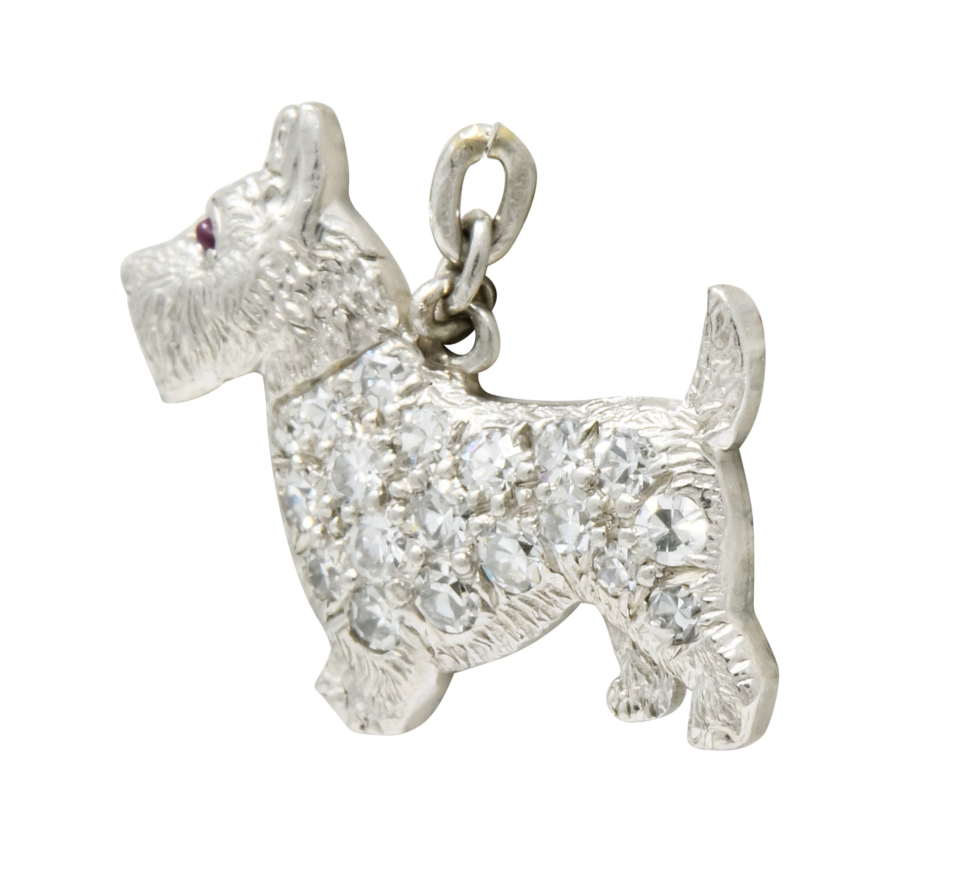 Art Deco Pavé Diamond Platinum Scottish Terrier Dog Charm - Wilson's Estate Jewelry